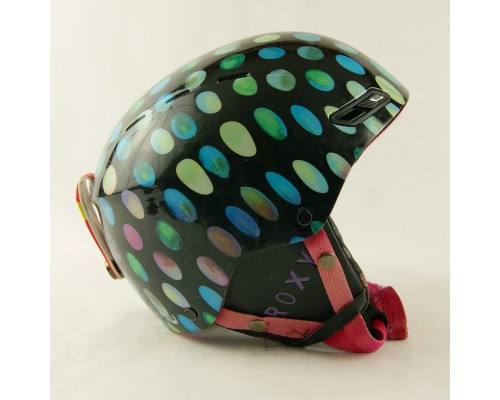 Гірськолижний шолом Roxy чорний глянець у кольорові кульки (H-065)