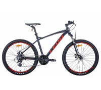 Велосипед AL 26" Leon LEON HT-90, АМ DD, рама 16.5" графітовий / червоний (OPS-LN-26-071)