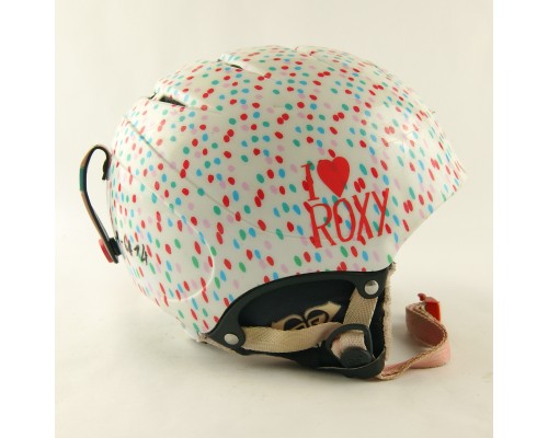 Гірськолижний шолом Roxy білий у візер кольорові крапки (H-045)
