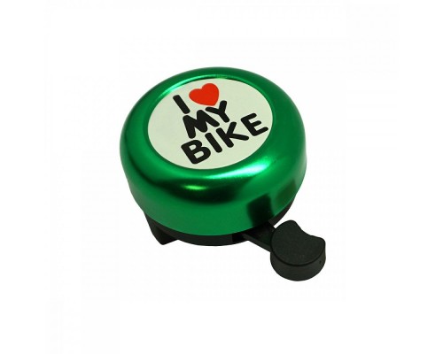 Дзвінок DN BL-005 I love my bike,  зелений (BL-005-green)